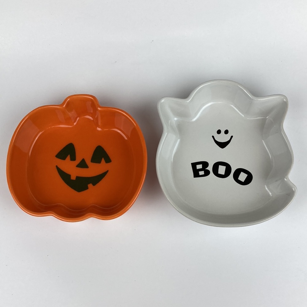 Michael’s Stoneware Ghost & Pumpkin Baking Dishes set of 2 6”